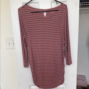 Striped Long Sleeve Top in Mauve and Black- Maturnity